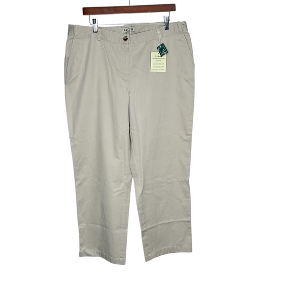 New Ll Bean Women’s Tan Khaki Dress Pants Size 16 Petite BNWT Straight - Picture 1 of 6